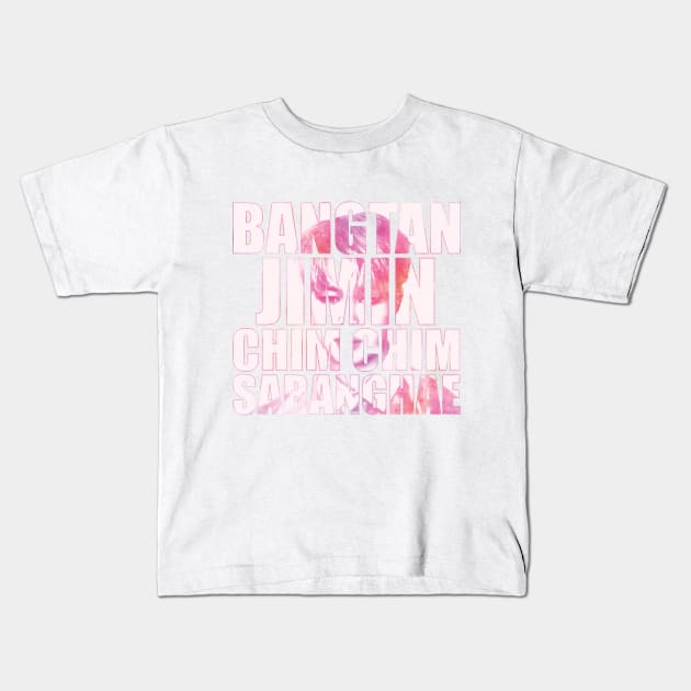 BTS - Chim Chim and words (pink watercolours) | Army | Kpop Kids T-Shirt by Vane22april